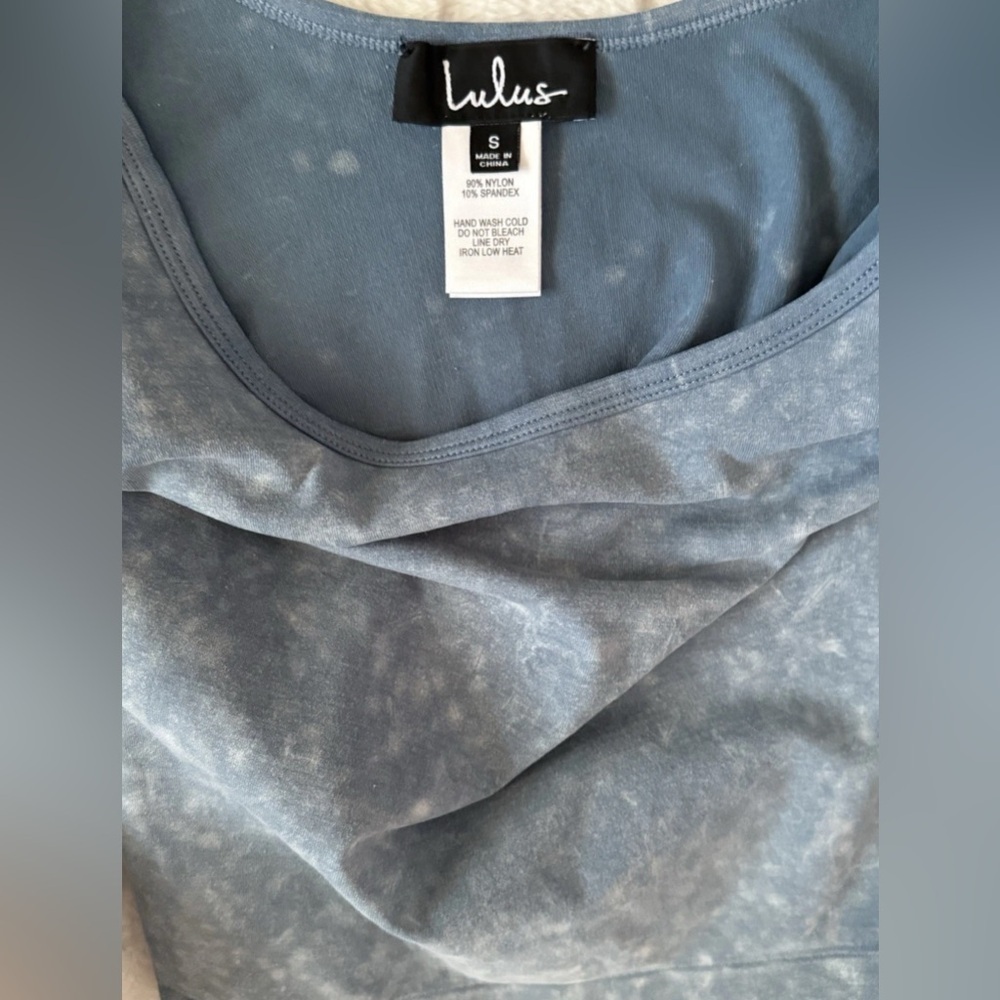 Lulus Women’s Blue Long Sleeve Scoop Back Crop Top Stretch Size Small - Picture 4 of 6